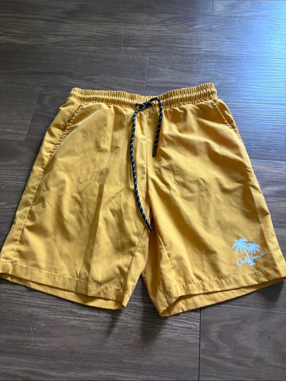 Men's Yellow Swim Trunks with Drawstring